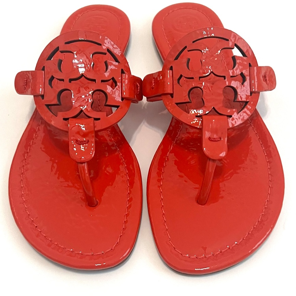 NIB Tory Burch Naplak Patent Leather Miller - Bright Samba, Size 6